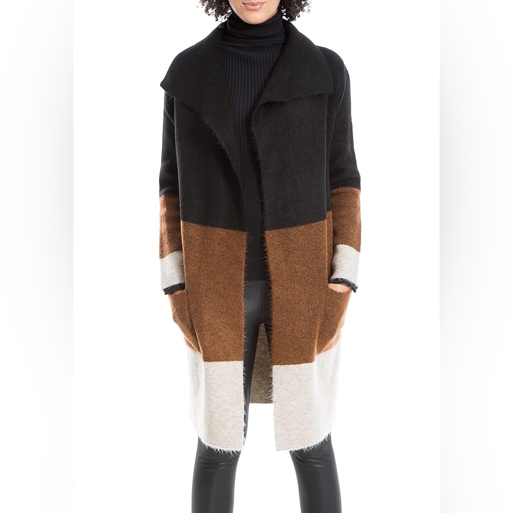 Colorblock Open Front Sweater Cardigan